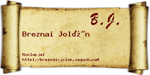 Breznai Jolán névjegykártya